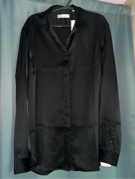 American Tall Tops - American Tall Silk Button-Up Blouse extra long